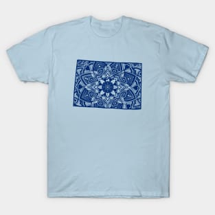 Blue Colorado State Gift Mandala Yoga CO Art T-Shirt